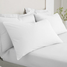 Bianca Fine Linens Pillowcases 200 TC Cotton Percale Standard 50x75cm Pack of 2 Pillow cases with envelope closure White