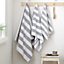 Bianca Fine Linens Reversible Stripe Cotton Jacquard Hand Towel Grey