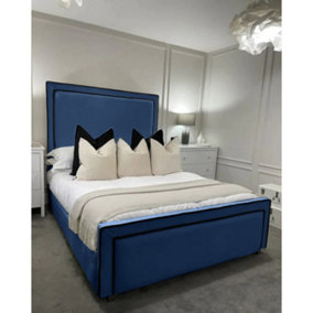 Bianca Plush Velvet Blue Bed Frame