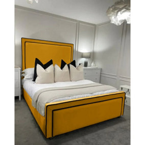 Bianca Plush Velvet Mustard Bed Frame