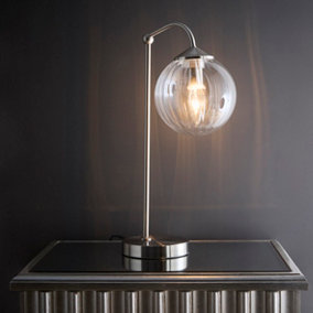 Bianca Satin Nickel Table Lamp Ribbed Glass