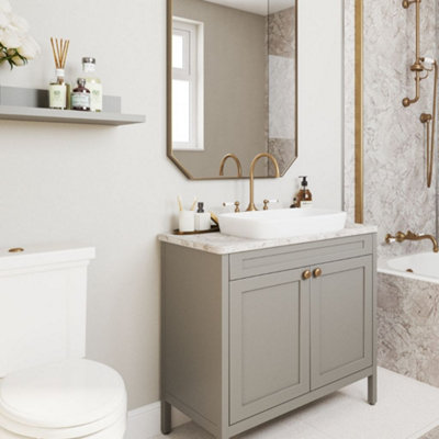 Bianco Marble Postformed Laminate Worktop(L)1500 x (W)425 x (T)28mm