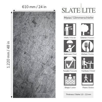 Bianco Slate Self Adhesive 60 x 30cm, Pack Of 6 Thin Sheets