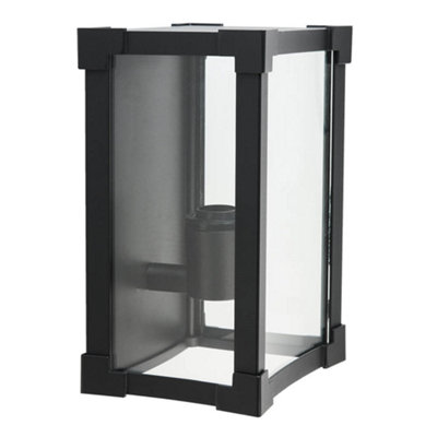 Biard Glass & Black Aluminium Square Flush Outdoor Wall Light - Black - 3