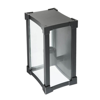 Biard Glass & Black Aluminium Square Flush Outdoor Wall Light - Black - 5