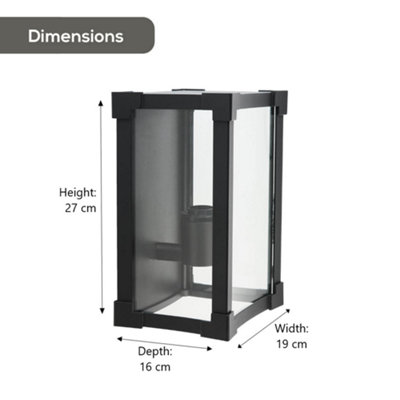 Biard Glass & Black Aluminium Square Flush Outdoor Wall Light - Black - 4