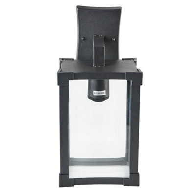 Biard Glass & Black Aluminium Square Lantern Outdoor Wall Light - Black