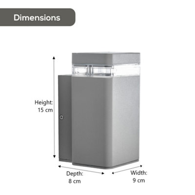Biard Silver LED Lighter Wall Light - Square Up - 4