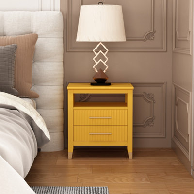 Biasi 2 Drawer Mustard Bedside Table