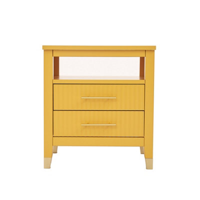 Biasi 2 Drawer Mustard Bedside Table