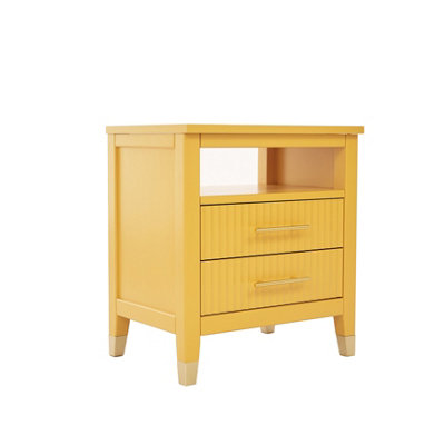 Biasi 2 Drawer Mustard Bedside Table
