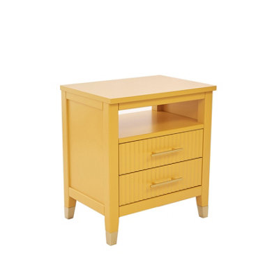 Biasi 2 Drawer Mustard Bedside Table