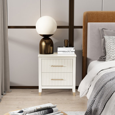 Biasi 2 Drawer White Bedside Table