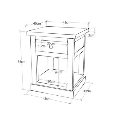 Biccari 1 Drawer Bedside Table Chrome Knob