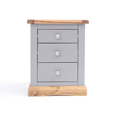 Biccari 3 Drawer Bedside Table Chrome Knob DIY at B&Q