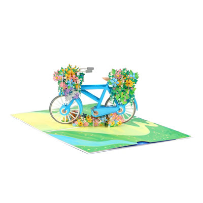 Bicycle with Flower Baskets 3D Pop Up Greeting Card