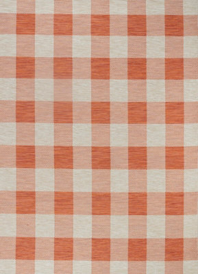 BIDDI In- & Outdoor Modern Burnt Orange Checkered Area Rug 160 x 213 cm