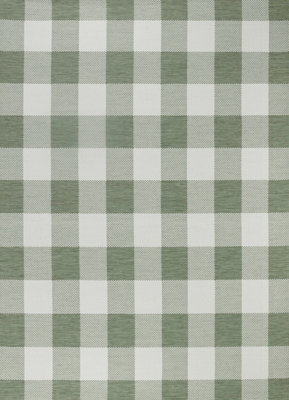 BIDDI In- & Outdoor Modern Dark Moss Checkered Area Rug 160 x 213 cm