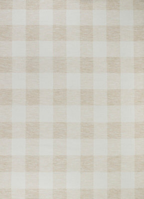 BIDDI In- & Outdoor Modern Light Brown Checkered Area Rug 160 x 213 cm