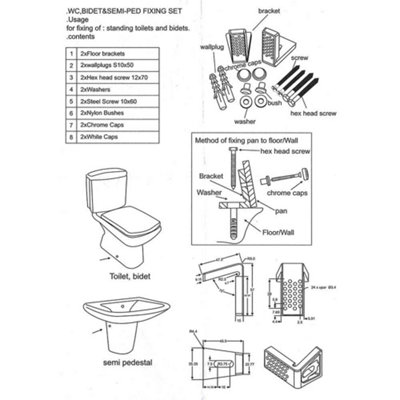 Bidet & Toilet Pan Side Fixing Kit