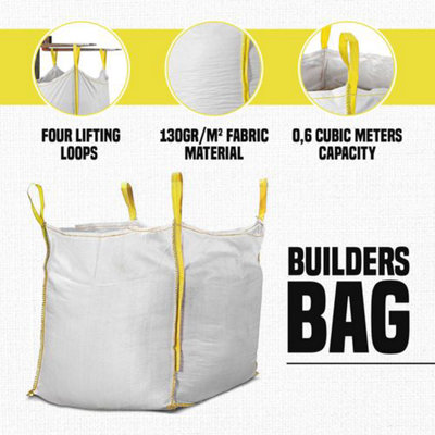 Big Bags Bulk Bag One Tonne Builders Bag Heavy Duty Garden Waste Bag  Lifting Handles (6 Pack)