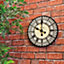 Big Ben Design Wall Clock - Battery Powered Weather Resistant Indoor Outdoor Round Hand Painted Polyresin Clock - 30cm Diameter