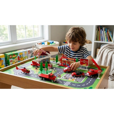 Big Daddy 26 Piece Fire Engine Rescue Playset Fire Station Toy Vehicles Set
