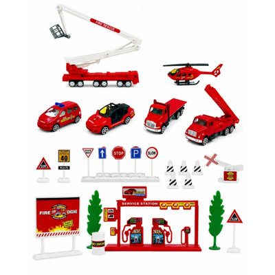 Big Daddy 26 Piece Fire Engine Rescue Playset Fire Station Toy Vehicles Set