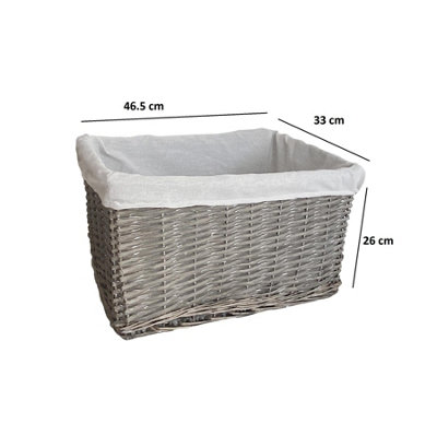 Big Huge Deep Living Room Fireplace Log Basket Full Wicker Storage Box Grey Large 46.5 x 33 x 26 cm - 3