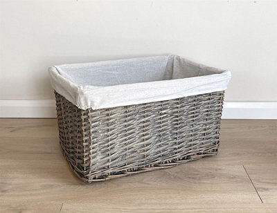 Big Huge Deep Living Room Fireplace Log Basket Full Wicker Storage Box Grey Large 46.5 x 33 x 26 cm - 4