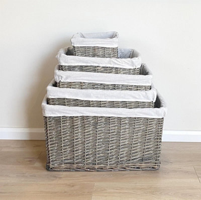 Big Huge Deep Living Room Fireplace Log Basket Full Wicker Storage Box Grey Large 46.5 x 33 x 26 cm - 5