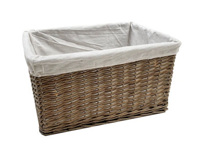 Big Huge Deep Living Room Fireplace Log Basket Full Wicker Storage Box Oak Extra Large 52 x 38.5 x 29 cm