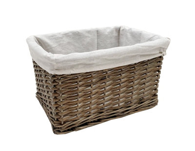 Big Huge Deep Living Room Fireplace Log Basket Full Wicker Storage Box Oak Large 46.5 x 33 x 26 cm