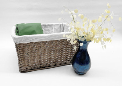 Big Huge Deep Living Room Fireplace Log Basket Full Wicker Storage Box Oak Large 46.5 x 33 x 26 cm - 4