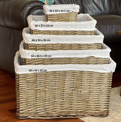 Big Huge Deep Living Room Fireplace Log Basket Full Wicker Storage Box Oak Large 46.5 x 33 x 26 cm - 6