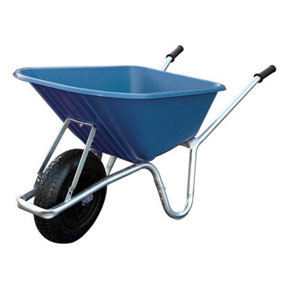 Big Mucker Blue Wheelbarrow - 100ltr / 120kg, Heavy-Duty Deep Plastic Pan, Great For Outdoor & Equestrian Use, Blue Pan