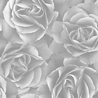 Big Rose Wallpaper In Monochrome