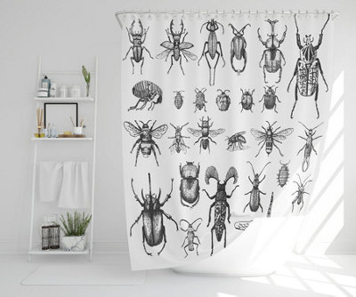 big set of insects bugs beetles and bees, fleas many species in vintage old hand drawn style (Shower Curtain) / Default Title Price Comparisons | Compare The Build