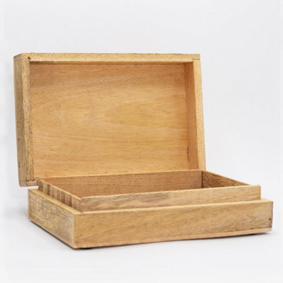 Big Whitewash Hamsa Rectangle Storage Box 21.5X14X6.3Cm