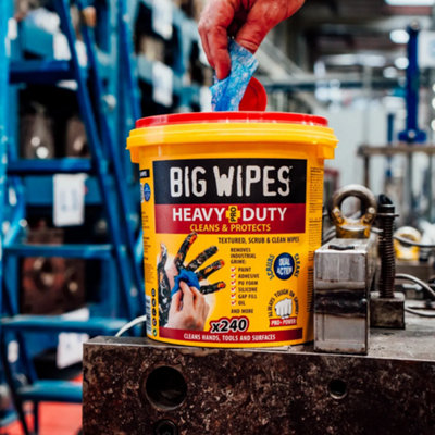 Big Wipes Heavy-Duty Pro+ 240 Wipes Bucket Biodegradable Skin-Friendly ...
