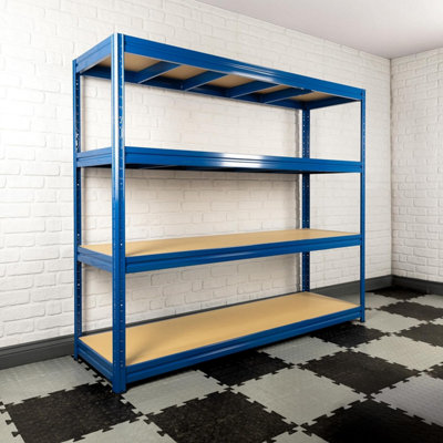 BiGDUG Heavy Duty Garage Shelving Unit - 1770H x 2000W x 450D mm - 600kg Per Shelf, 2400kg Per Bay - 4 Tier Blue Racking