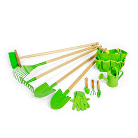 Bigjigs Toys Kids Long Handled Gardening Tool Bundle