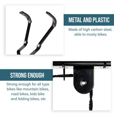 Bike Bicycle Ceiling Hanger Lift Pulley Hoist Storage Stand Garage Rack ...