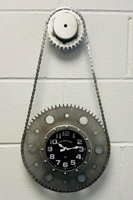Bike Chain Gear Wall Clock, Industrial Metal Cog 60cm
