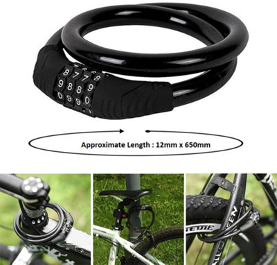 Bike Lock Scooter Bicycle Motorcycle Cable Chain Locks, 4-Digit Secure ...