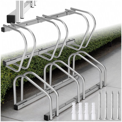 Bike Rack, for ground or wall-mounting - silver