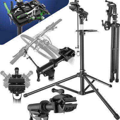 Bike Repair Stand Tristan - folding, height-adjustable, suitable for e-bikes, 50kg load capacity - black