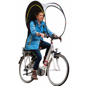 Bike Umbrella - Pop-Up Rain Protection Cycling Umbrella Cover - Black/Yellow