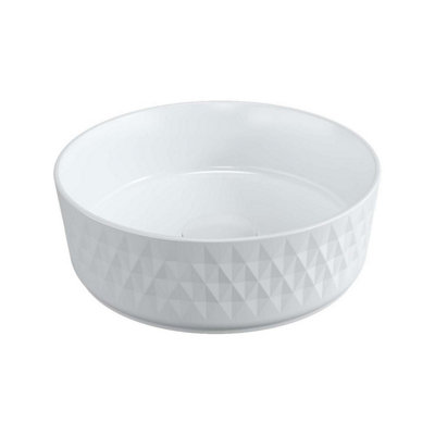 Billie Gloss White Ceramic Round Textured Counter Top Basin (W)360mm