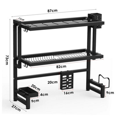 Billtix 2 Tier Over the Sink Dish Drying Rack, Adjustable Kitchen Dish ...